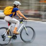 bicyclist alongside traffic